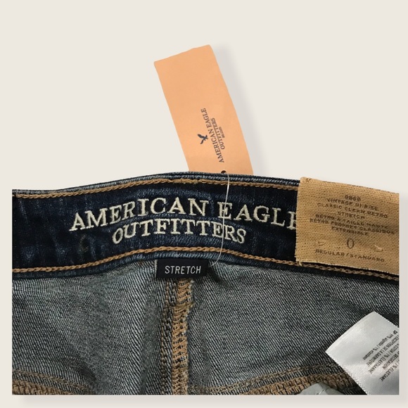 American Eagle Vintage Distressed Medium Dark Wash Straight Leg Skinny Jeans - Picture 10 of 14